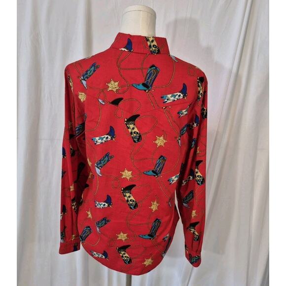 Vintage RoughRider Womens Red Cowboyboots Button-Up Blouse Small - Picture 4 of 5